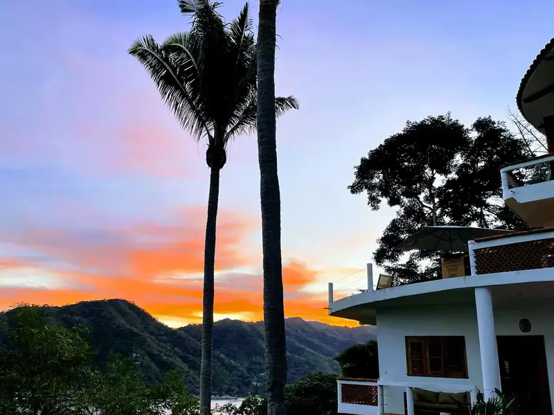 Sunset beside the house